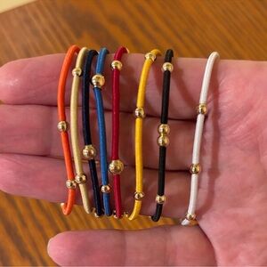 Enewton Elastic Hair Bracelets with Gold Beads